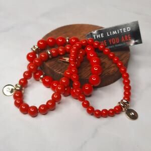 The Limited Bracelet Set Hue You Are Passion Red Beaded